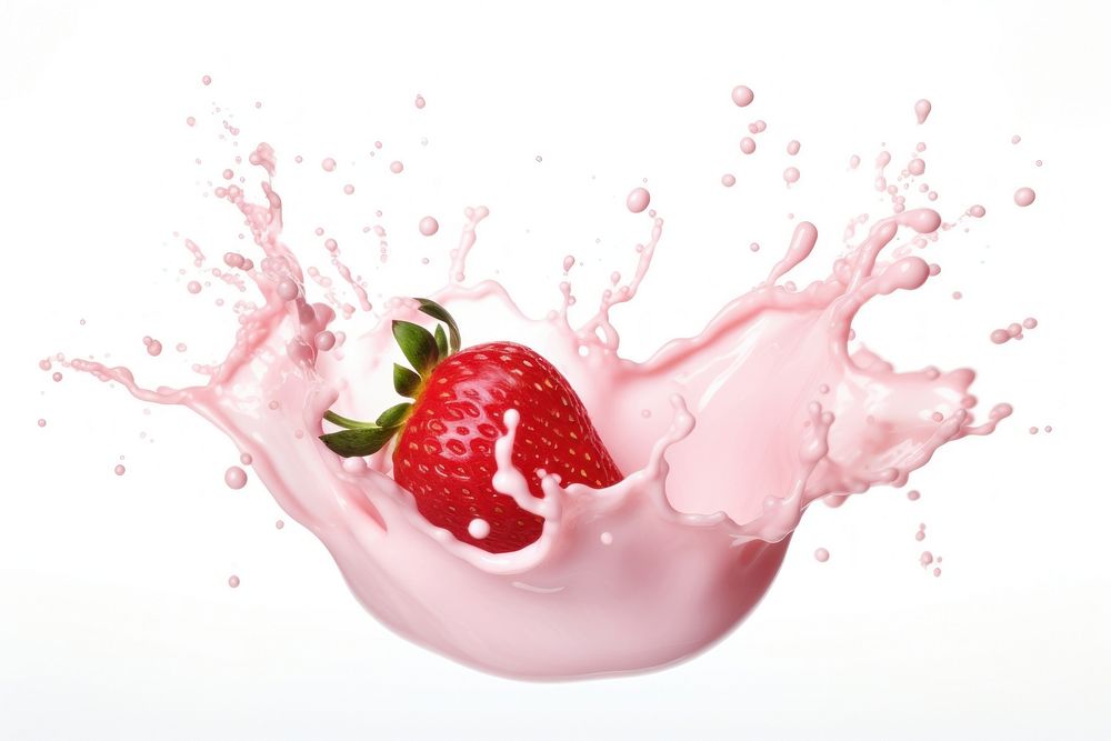 Strawberry milk splash fruit plant food. AI generated Image by rawpixel.