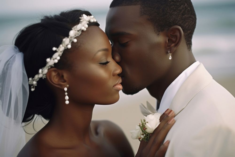 African wedding affectionate portrait. AI generated Image by rawpixel.