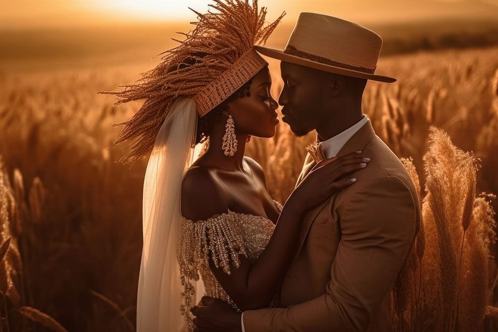 African newlywed romantic wedding. AI generated Image by rawpixel.