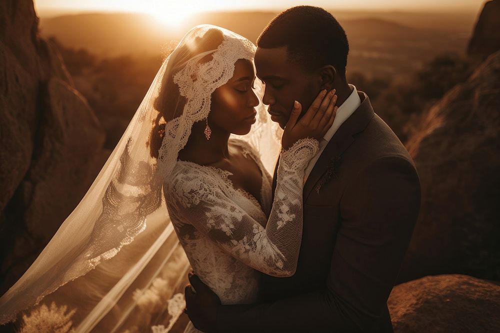 African newlywed portrait wedding. AI generated Image by rawpixel.