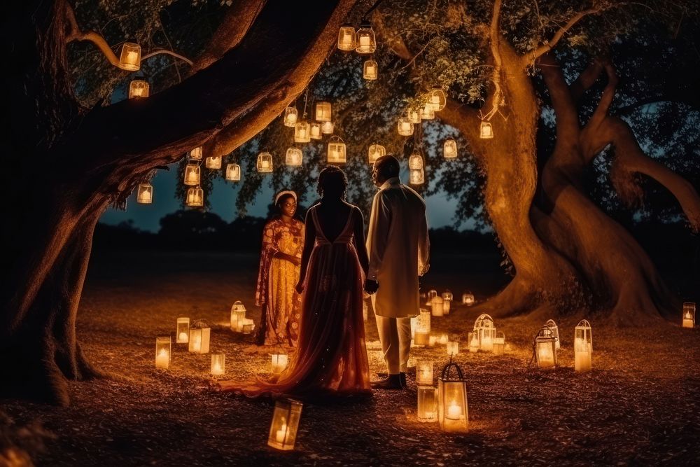 African candle lantern wedding. AI generated Image by rawpixel.