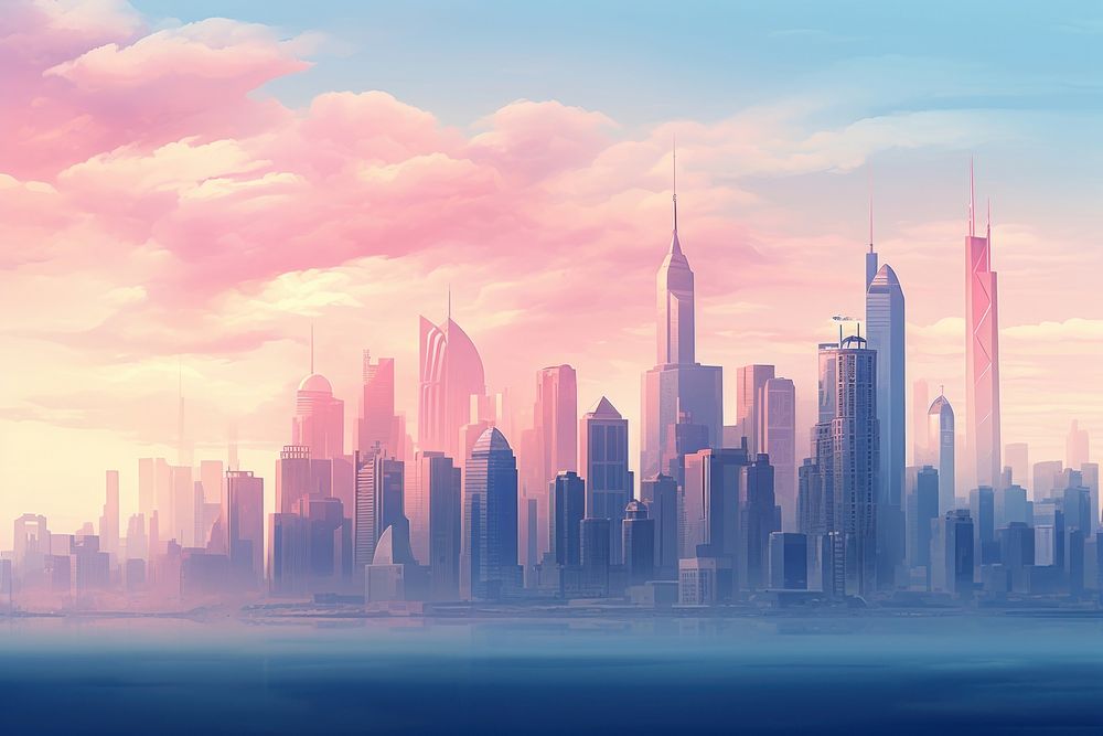 Skyscrapers architecture landscape cityscape. AI generated Image by rawpixel.