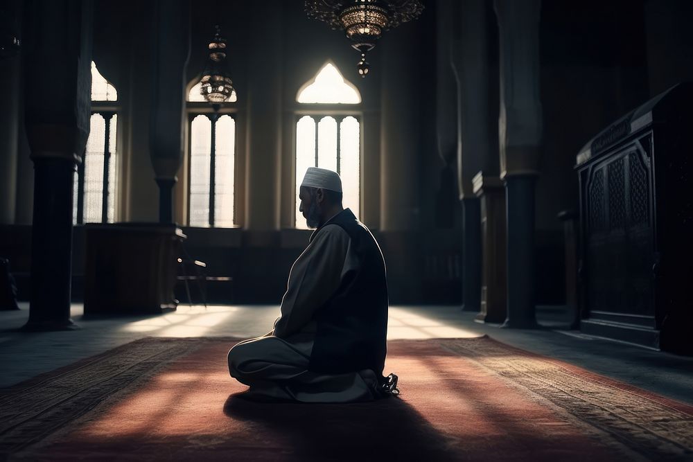 Mosque praying adult man. AI generated Image by rawpixel.