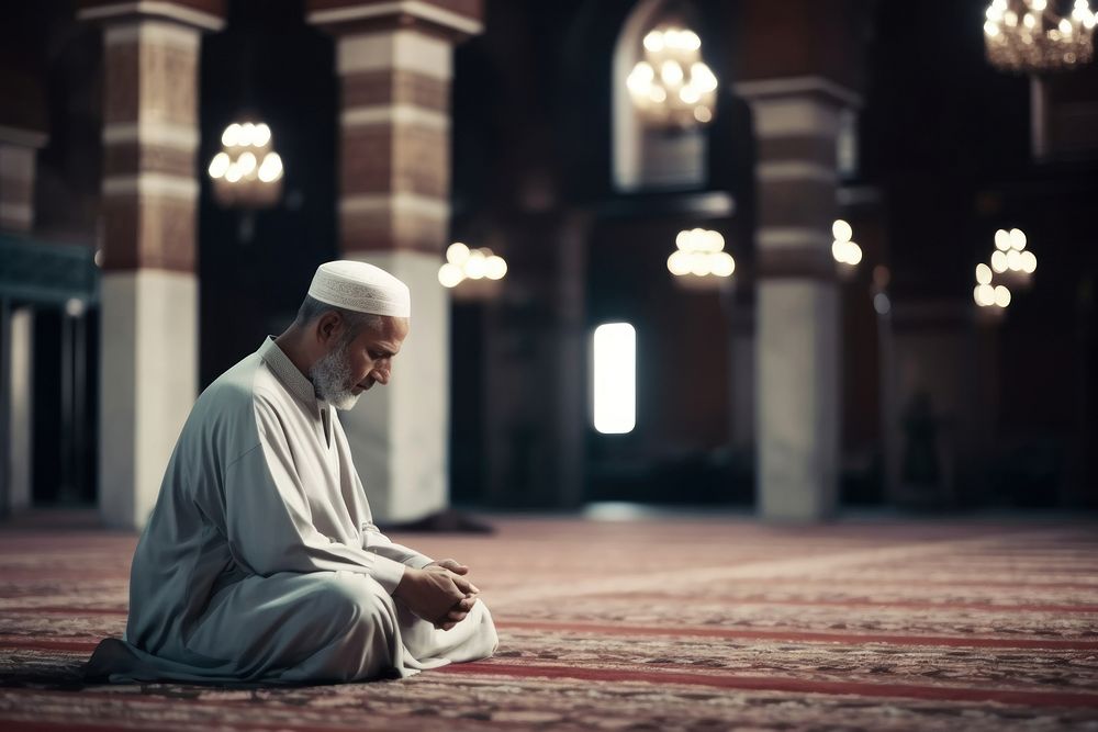 Mosque praying adult man