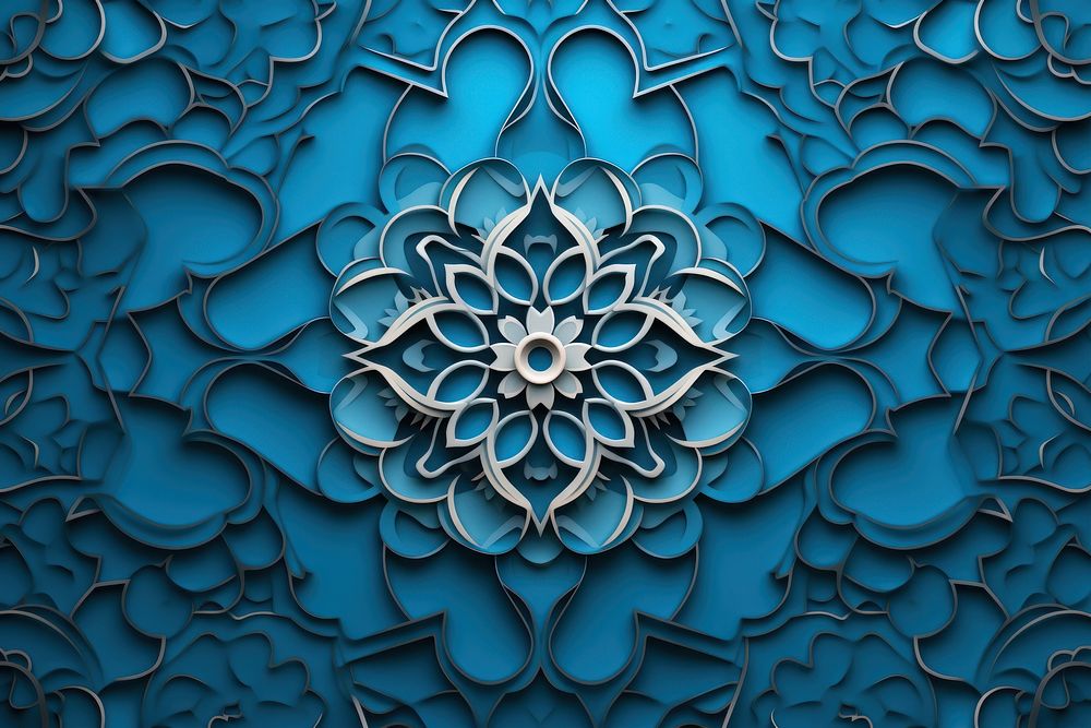 Arabic backgrounds turquoise pattern. AI generated Image by rawpixel.