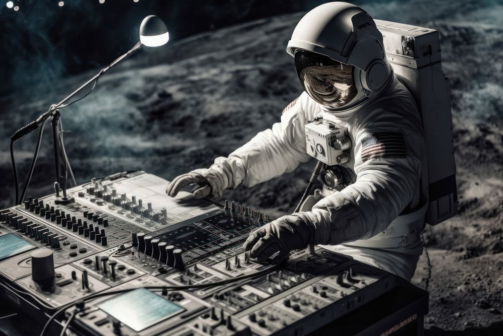 Astronaut helmet adult moon. AI generated Image by rawpixel.