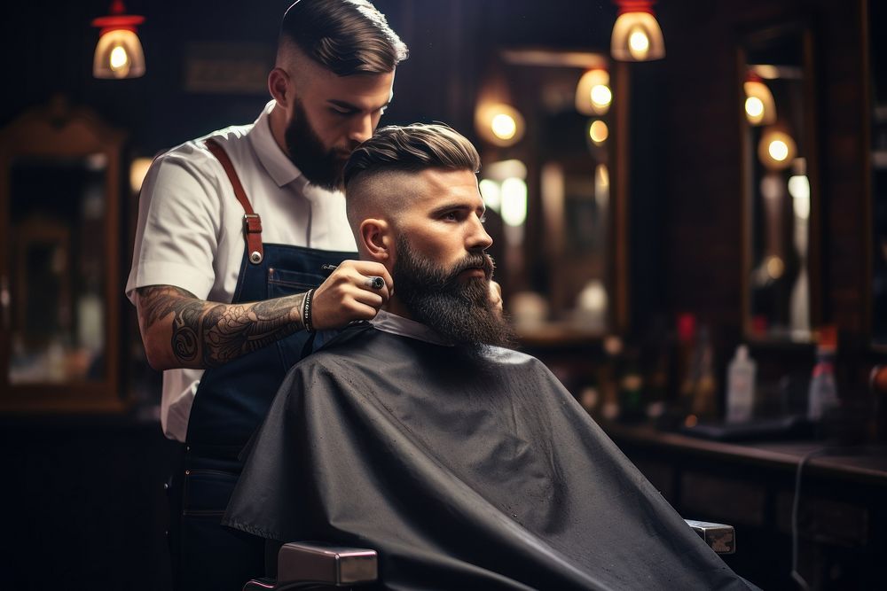 Barber barbershop adult beard. AI generated Image by rawpixel.