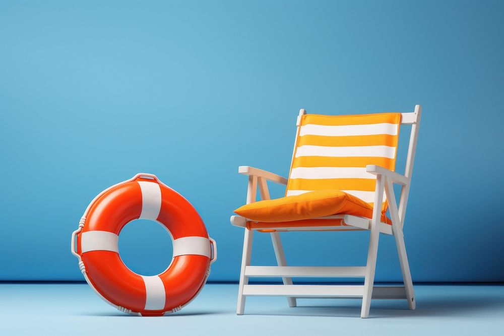 Beach chair furniture lifebuoy protection. AI generated Image by rawpixel.