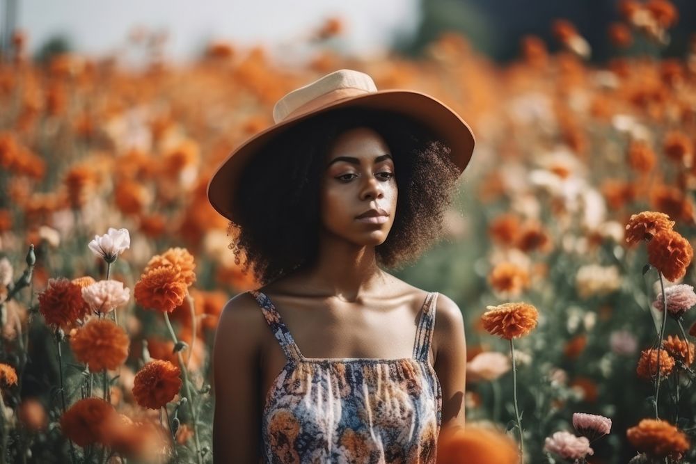 African American women flower summer adult. AI generated Image by rawpixel.