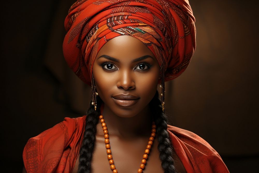 African woman tradition necklace portrait. AI generated Image by rawpixel.
