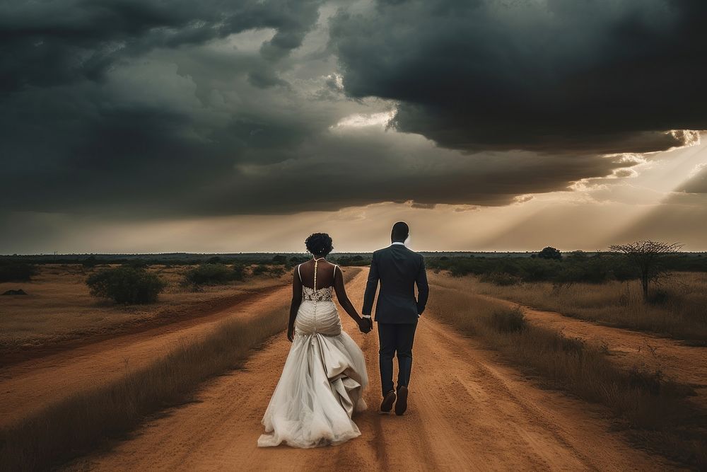 Newly married wedding walking adult. AI generated Image by rawpixel.