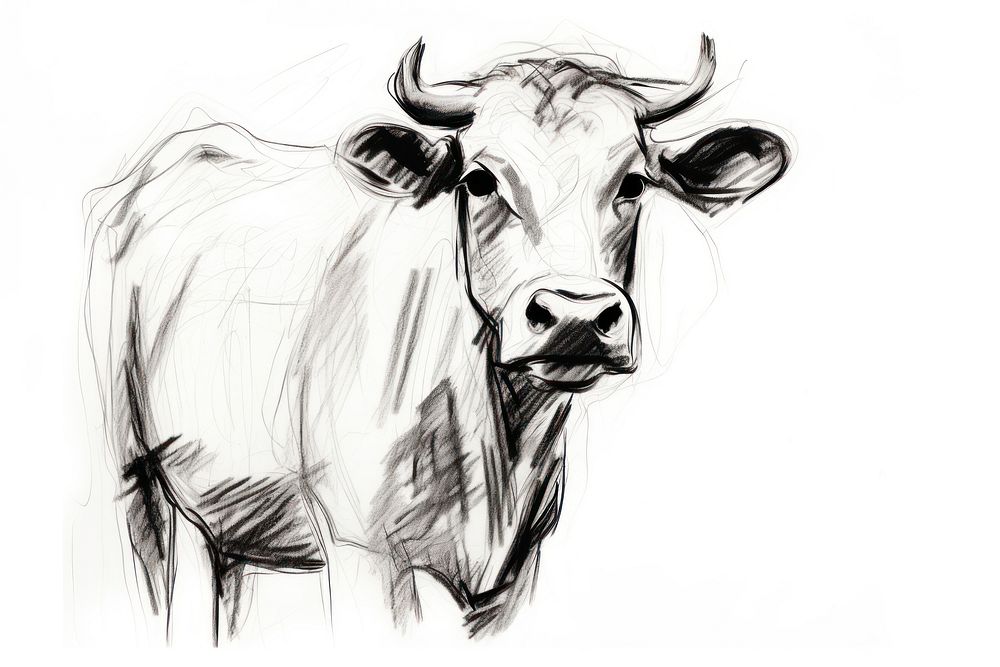 Cow drawing livestock mammal. AI generated Image by rawpixel.