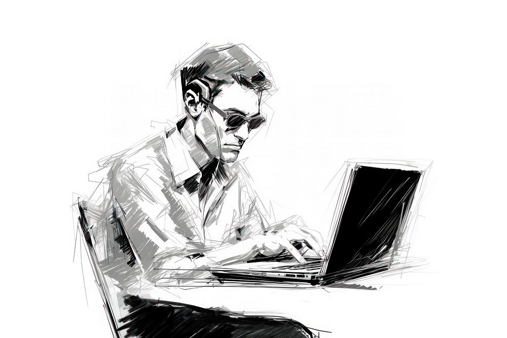 Computer drawing computer glasses. AI generated Image by rawpixel.