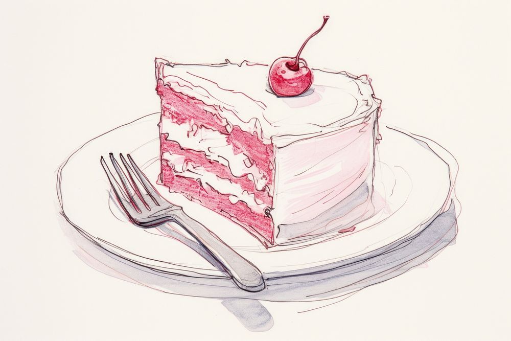 Cake cake dessert drawing. AI generated Image by rawpixel.