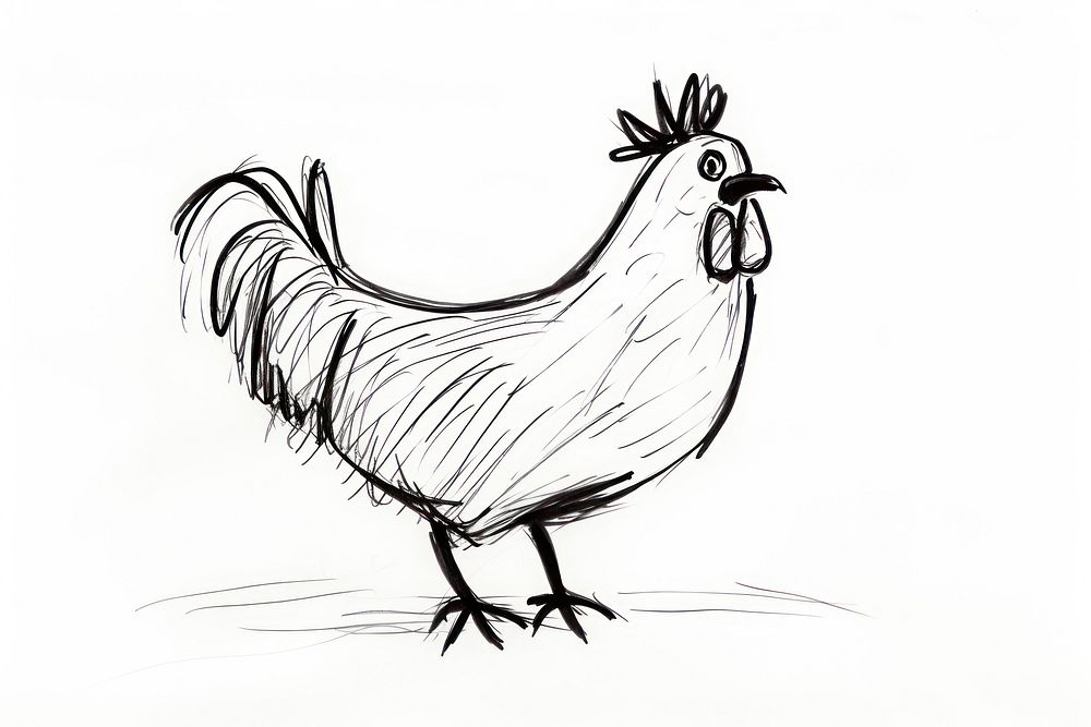 Chicken chicken drawing poultry. AI generated Image by rawpixel.