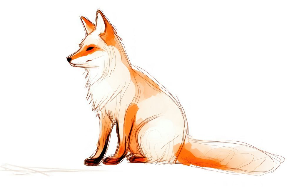 Fox drawing animal mammal. AI generated Image by rawpixel.