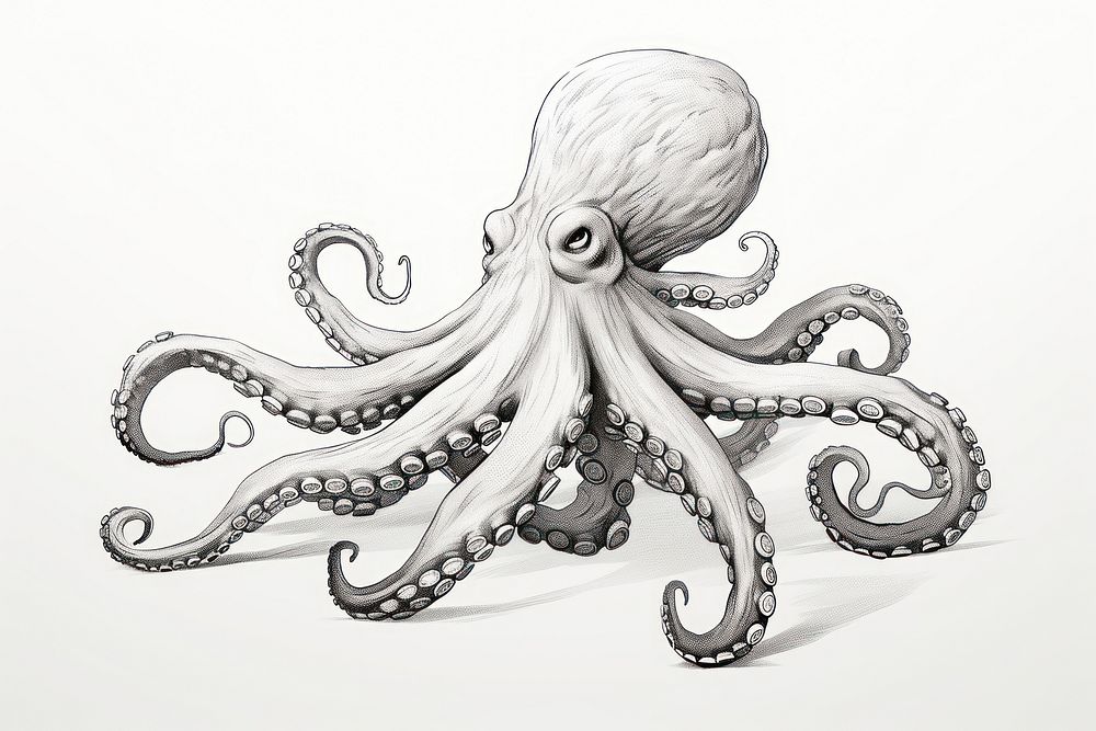 Octopus octopus drawing animal. AI generated Image by rawpixel.