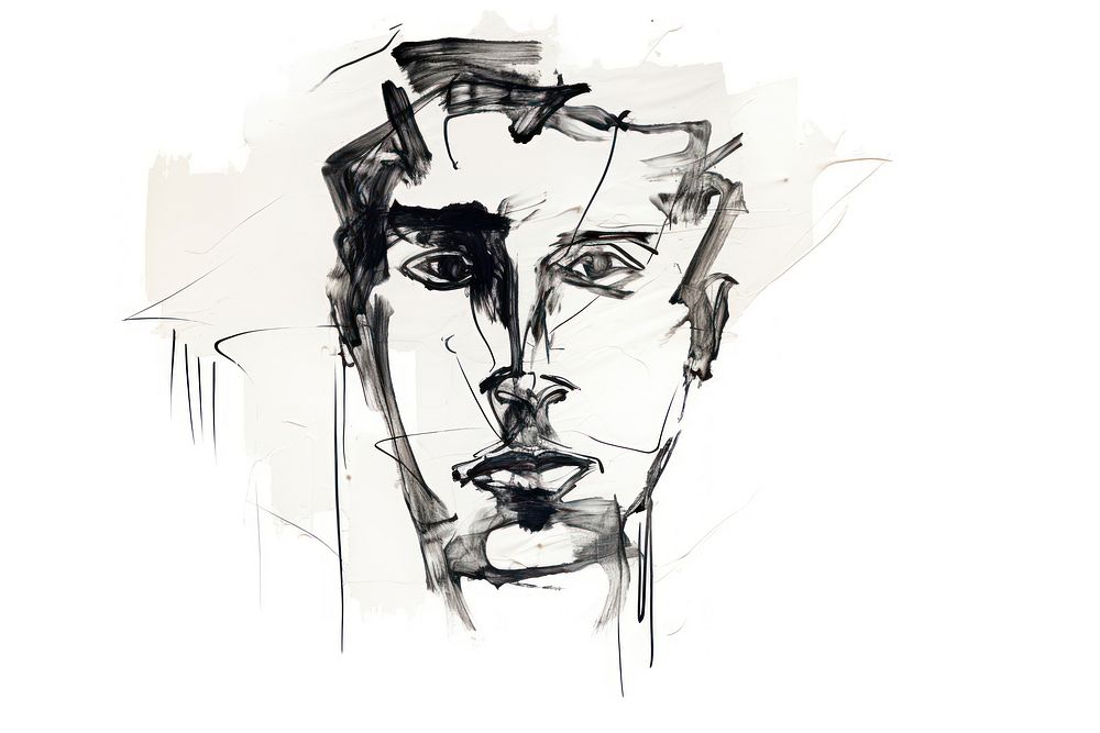 Blind contour drawing art of man sketch white background illustrated. AI generated Image by rawpixel.