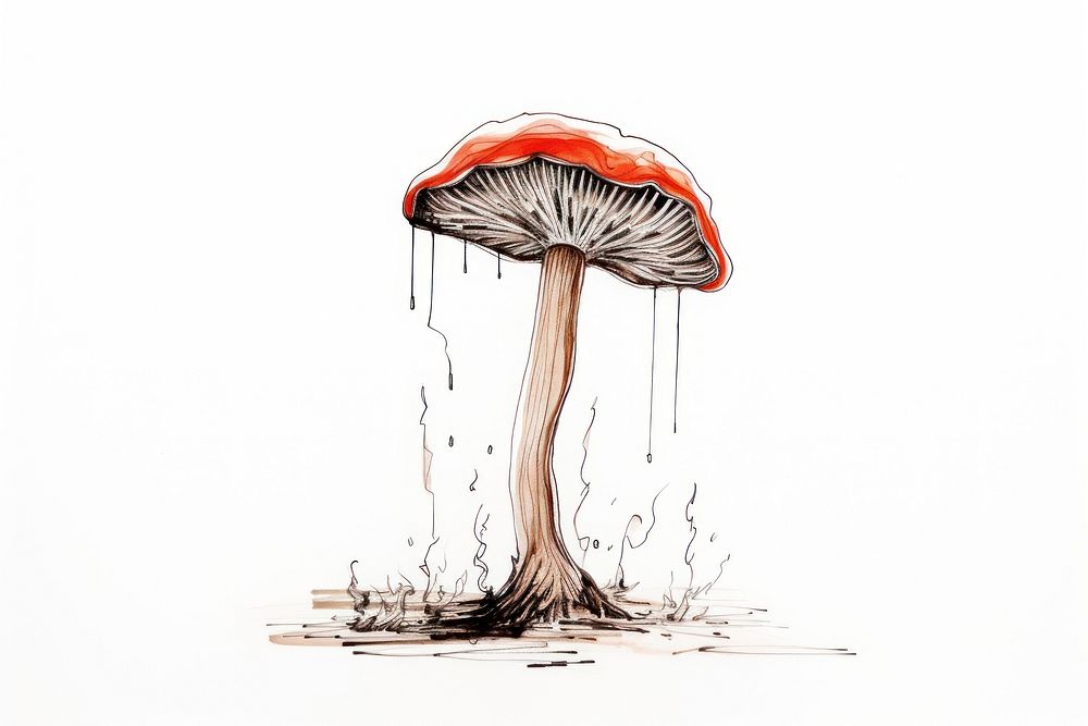 Mushroom mushroom drawing fungus. AI generated Image by rawpixel.