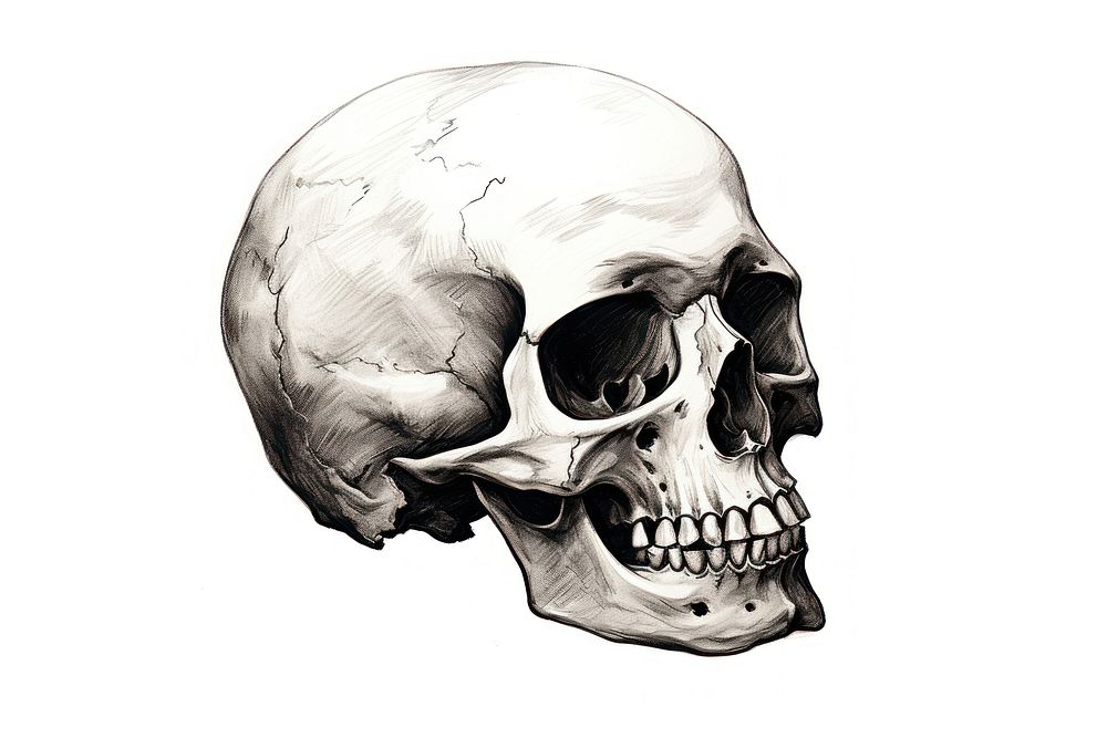 Skull drawing sketch art. AI generated Image by rawpixel.