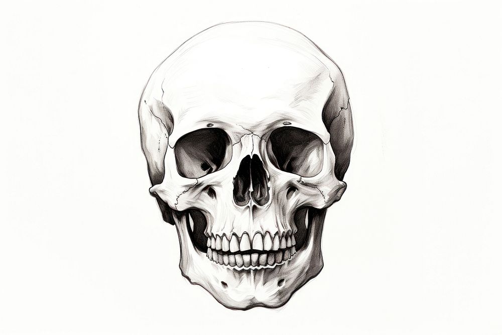 Skull drawing sketch art. AI generated Image by rawpixel.