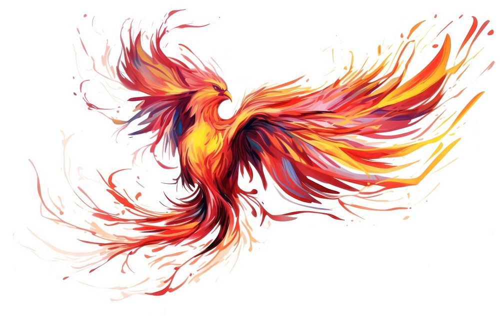 Phoenix wing art white background. AI generated Image by rawpixel.