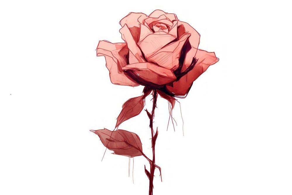 Rose rose drawing flower. AI generated Image by rawpixel.