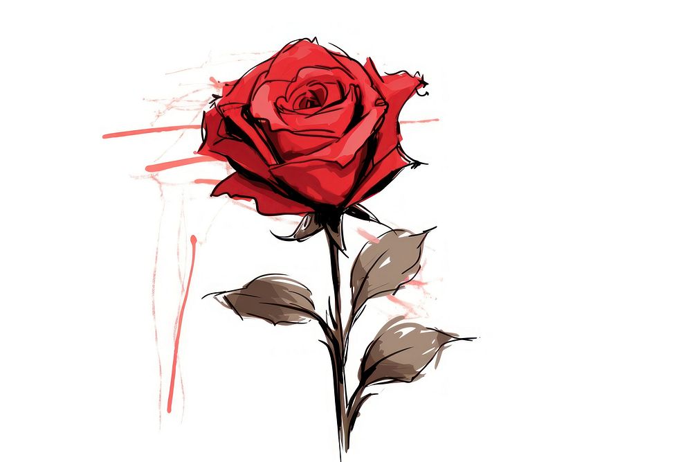 Rose Sketch drawing flower sketch. AI generated Image by rawpixel.