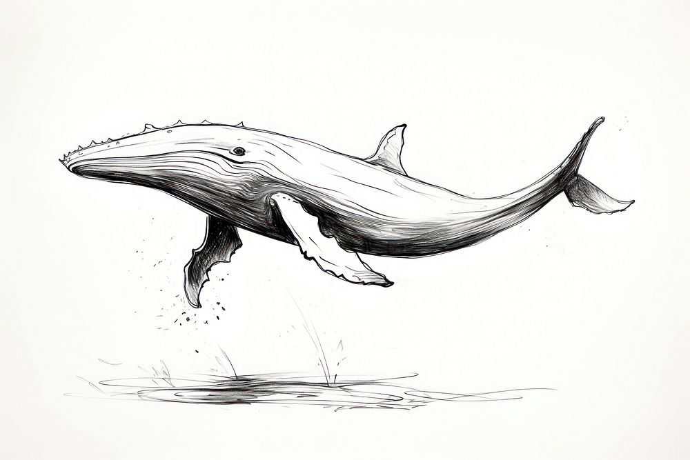 Whale drawing animal mammal. AI generated Image by rawpixel.