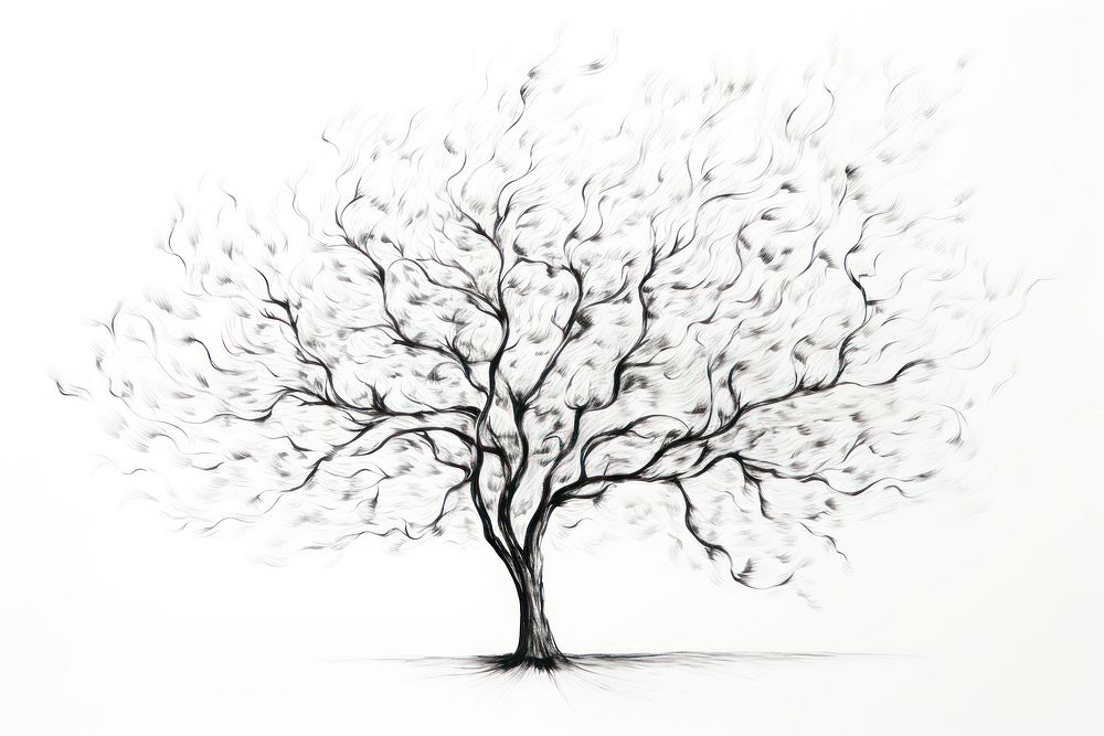 Tree drawing sketch white. AI generated Image by rawpixel.