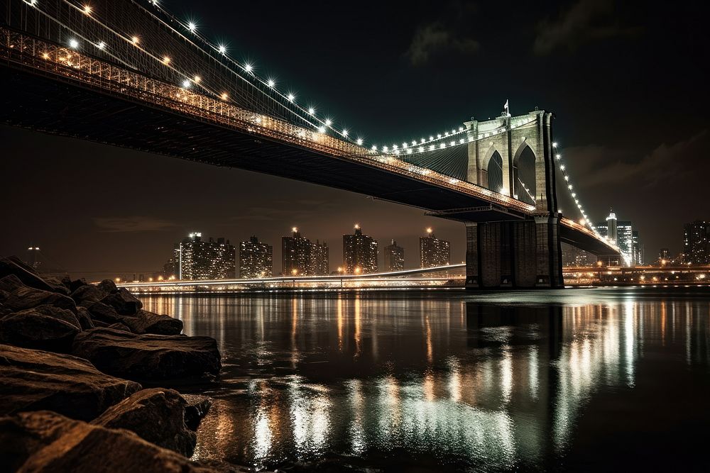 New York bridge landmark brooklyn bridge. AI generated Image by rawpixel.