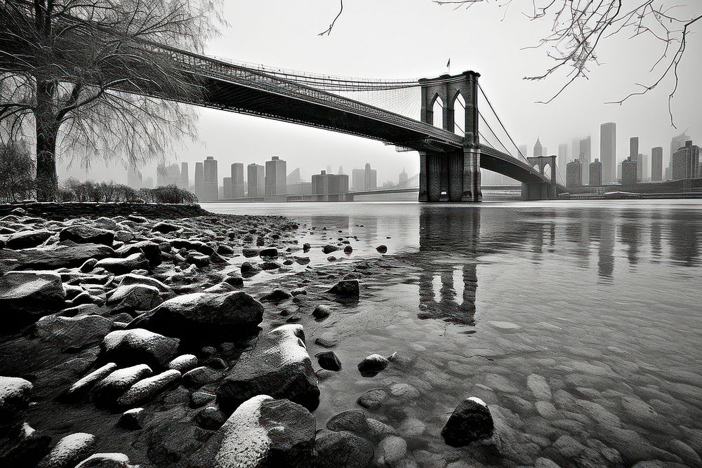 New York bridge architecture cityscape. AI generated Image by rawpixel.