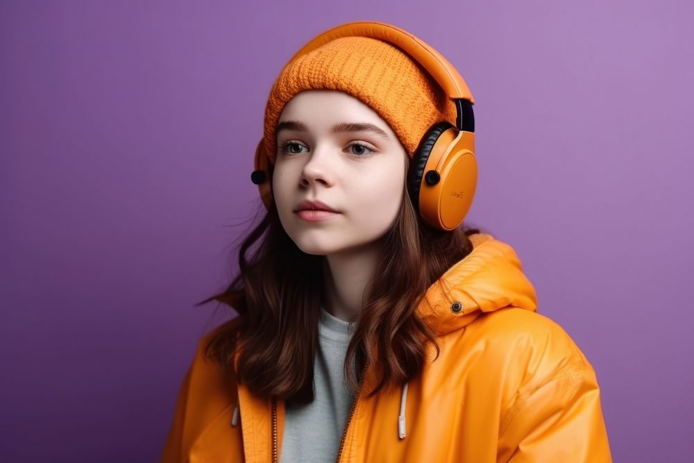 Teenager headphones listening portrait. AI generated Image by rawpixel.