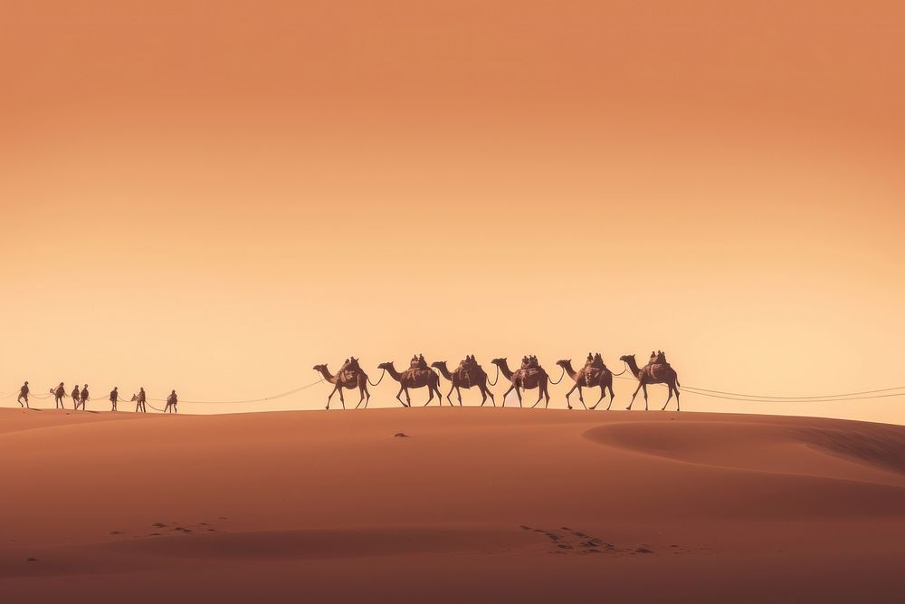 Camel desert outdoors nature. AI generated Image by rawpixel.