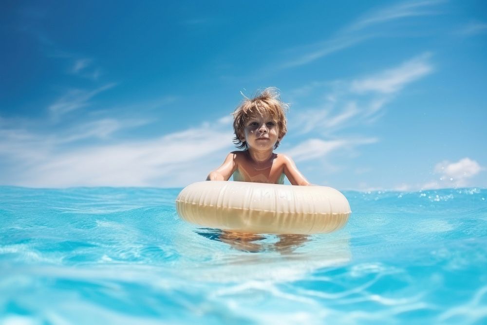 Swimming pool floating tubing sports. AI generated Image by rawpixel.