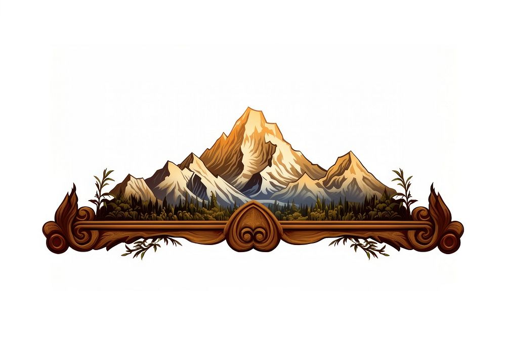Mountain border nature art white background. AI generated Image by rawpixel.