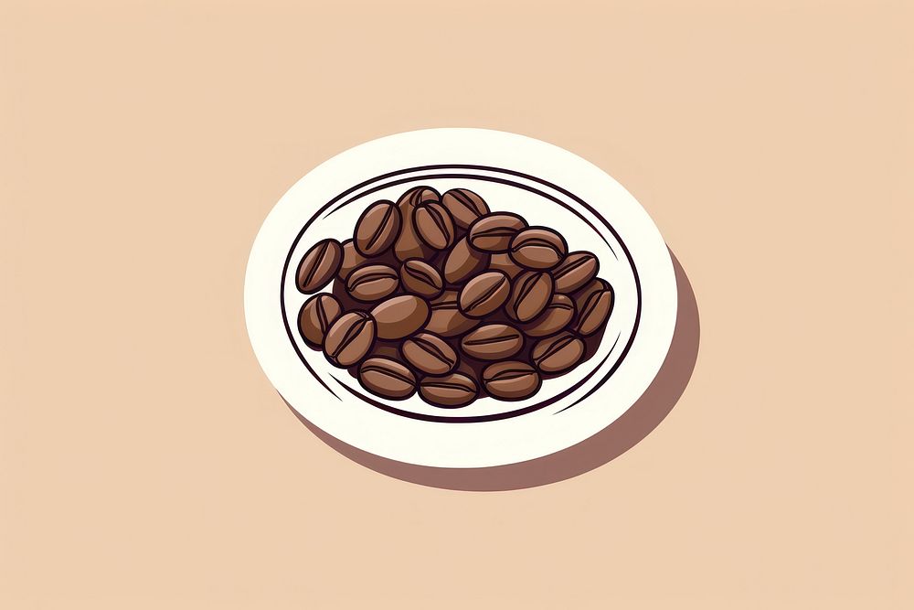 Coffee bean plate food coffee beans. AI generated Image by rawpixel.
