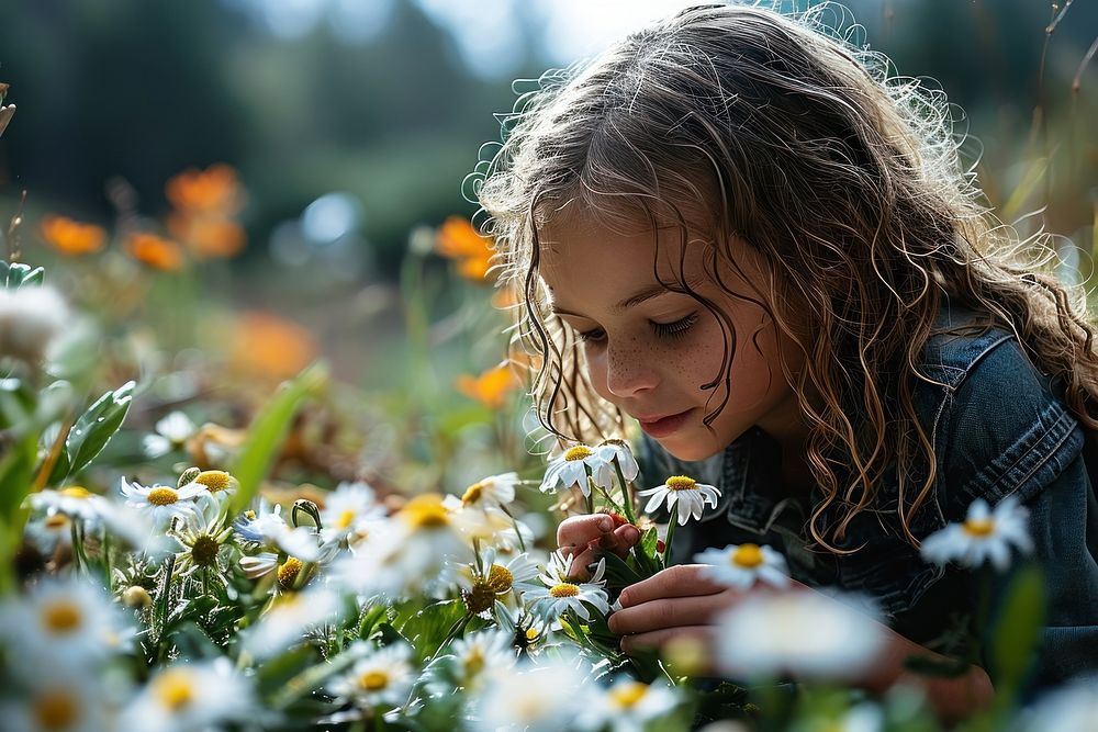 Daisy flower plant girl. AI generated Image by rawpixel.