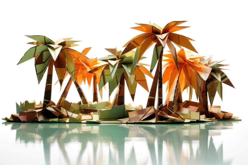 Coconut trees origami paper art. AI generated Image by rawpixel.