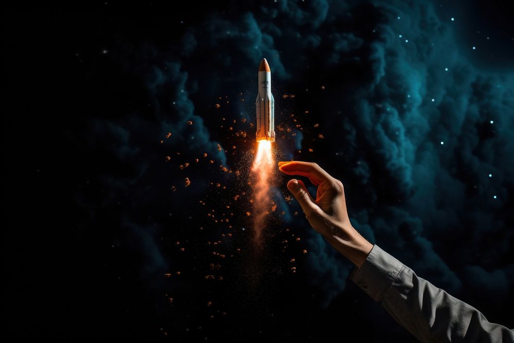 Rocket rocket launch space. AI generated Image by rawpixel.