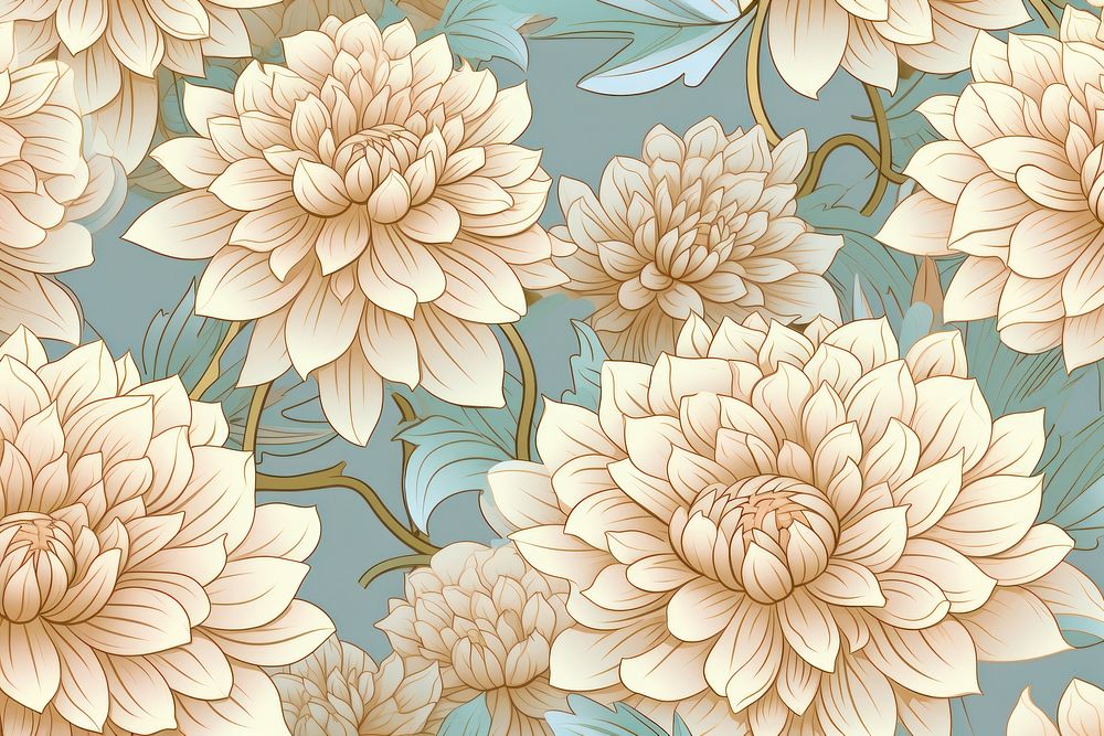 Dahlia flower wallpaper pattern plant. AI generated Image by rawpixel.