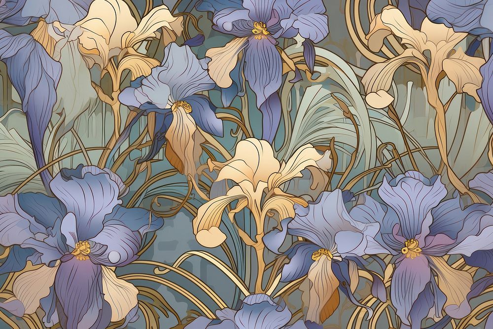 Iris flower art pattern plant. AI generated Image by rawpixel.