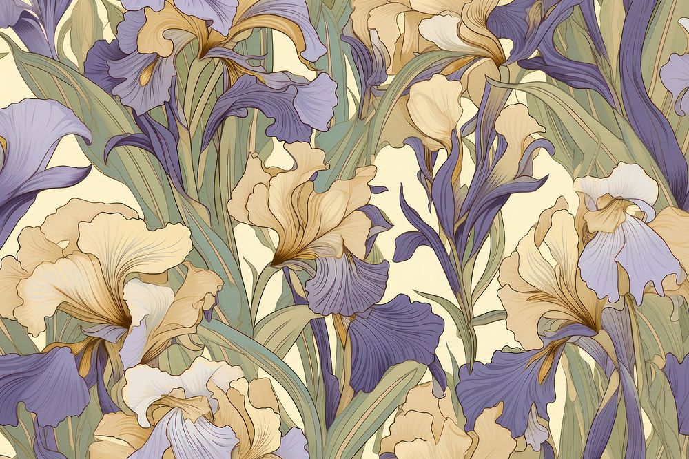 Iris flower pattern plant art. 