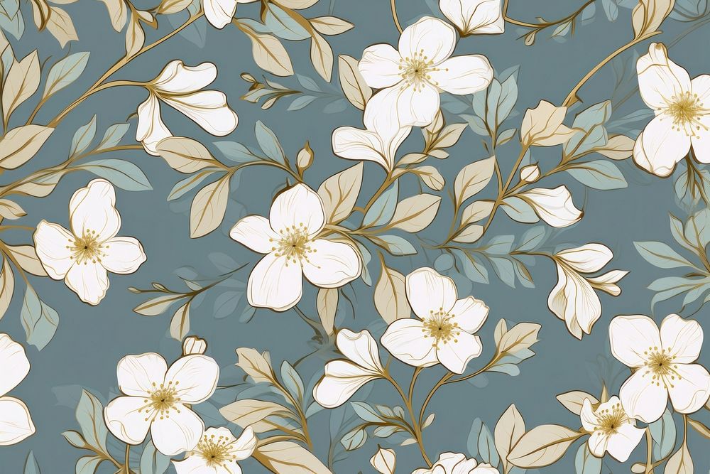 Jasmine flower wallpaper pattern plant. AI generated Image by rawpixel.