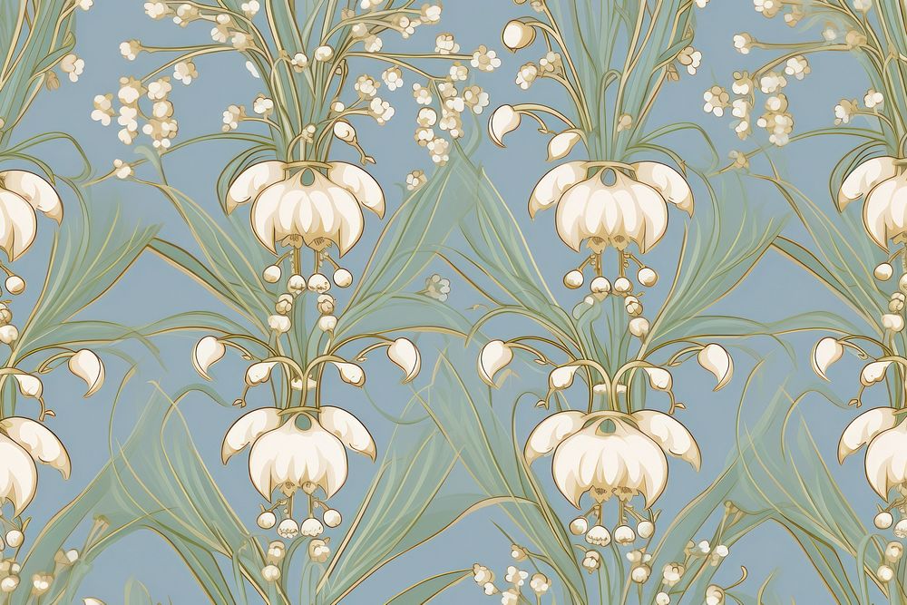 Lily of the valley flower art wallpaper pattern. 