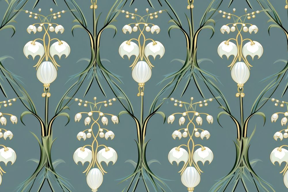 Lily of the valley flower wallpaper pattern art. AI generated Image by rawpixel.