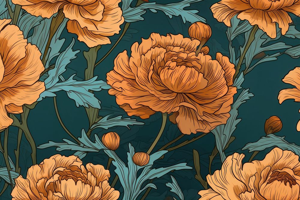 Marigold flower art wallpaper pattern