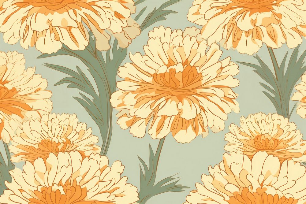 Marigold flower wallpaper pattern petal. AI generated Image by rawpixel.
