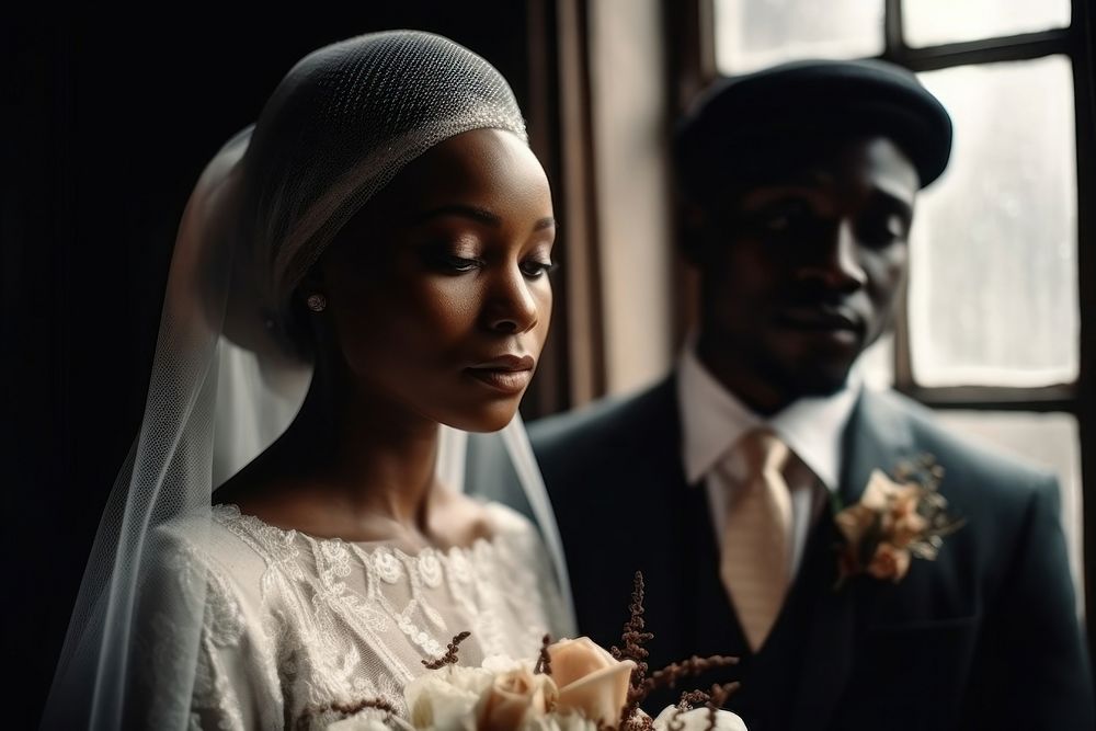 African wedding bride looking. AI generated Image by rawpixel.