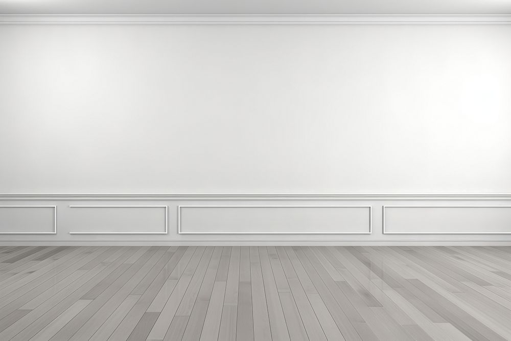 Empty gray room with wall backgrounds floor white